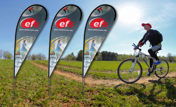 3er Set BEACHFLAG Tropfen 280 inkl. Stange M, Bodenplatte 5.5 und Grafik-Service